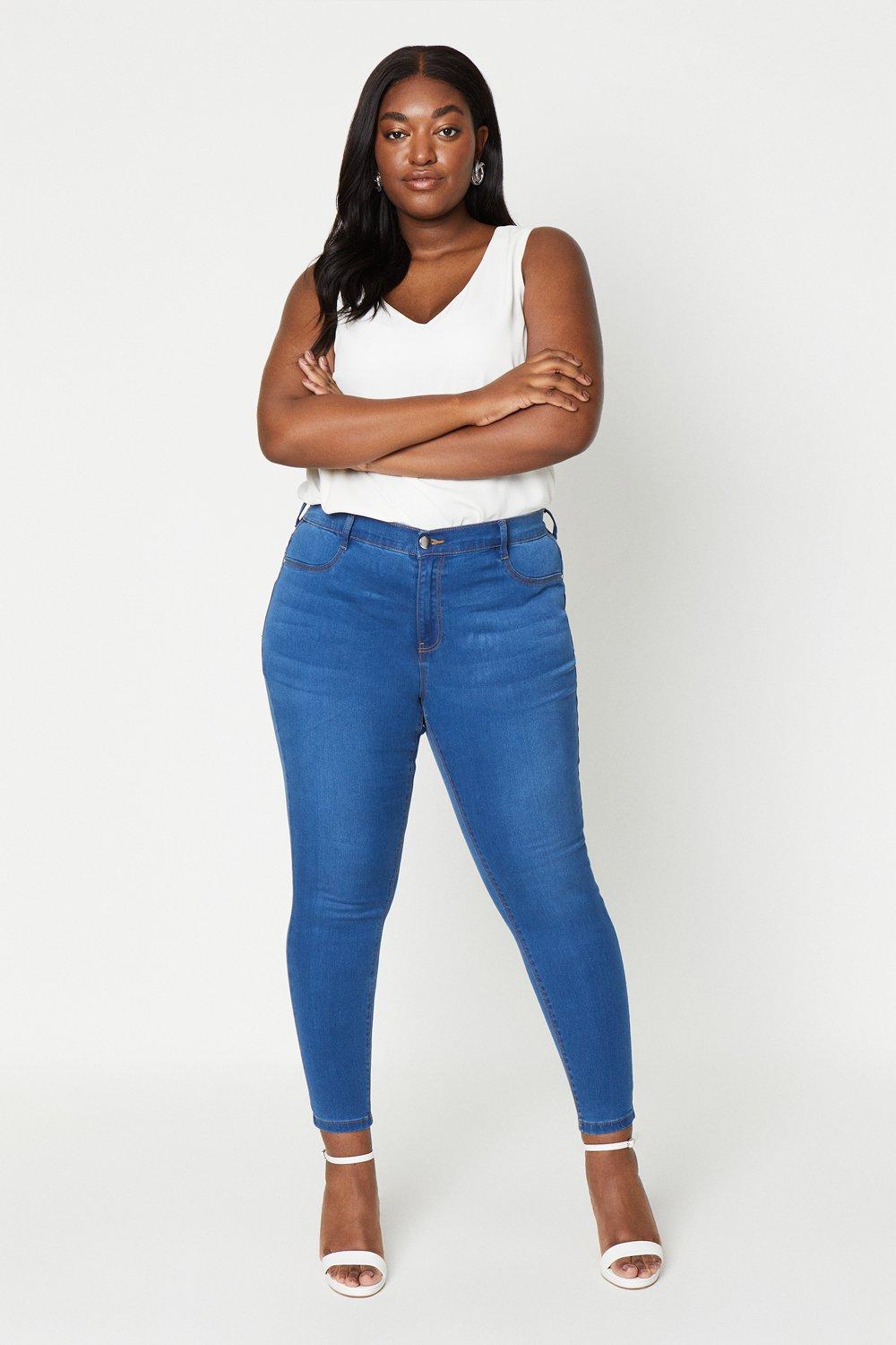 Women’s Curve Skinny Ankle Grazer Jeans - mid wash - 28